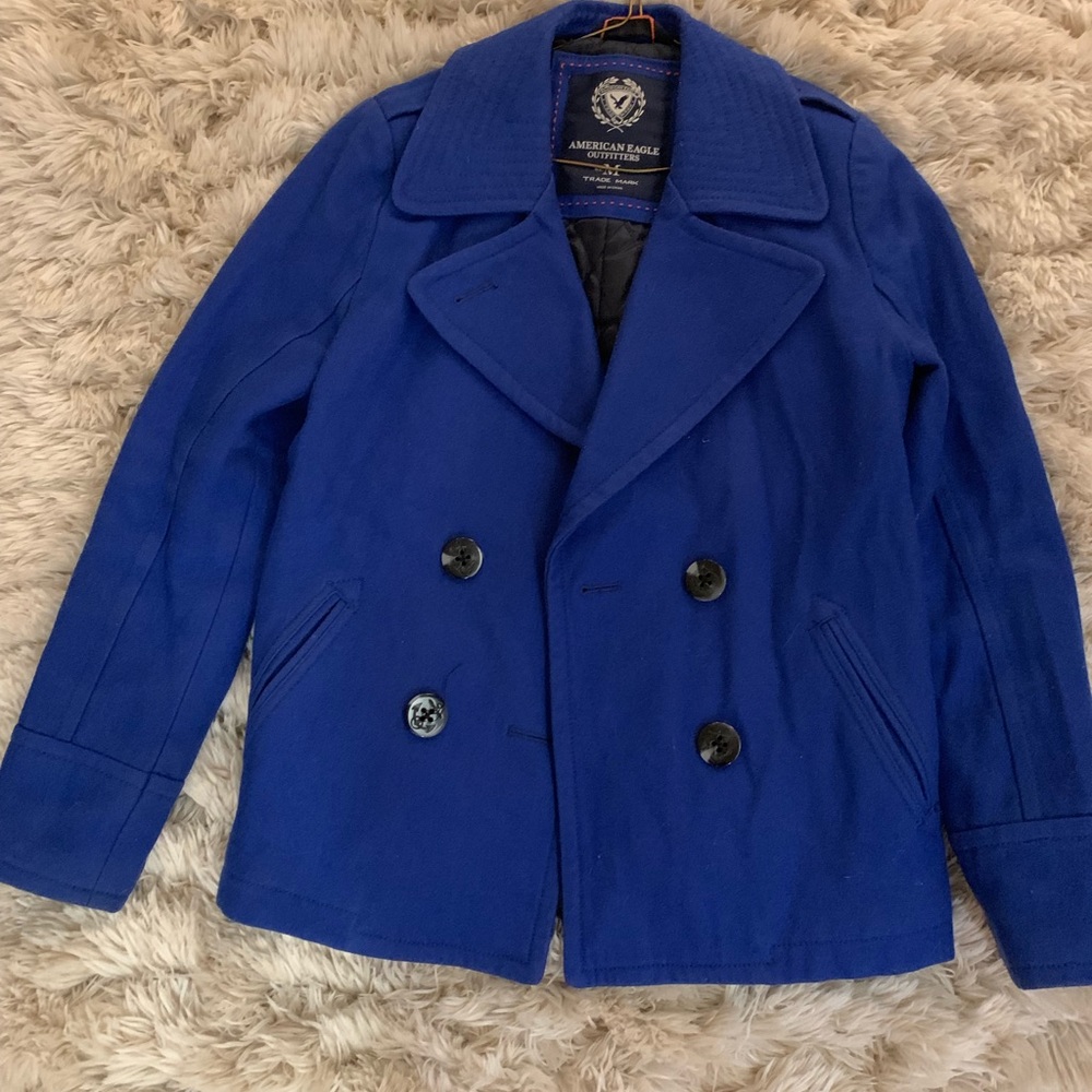 Blue pea coat jacket from American Eagle size M